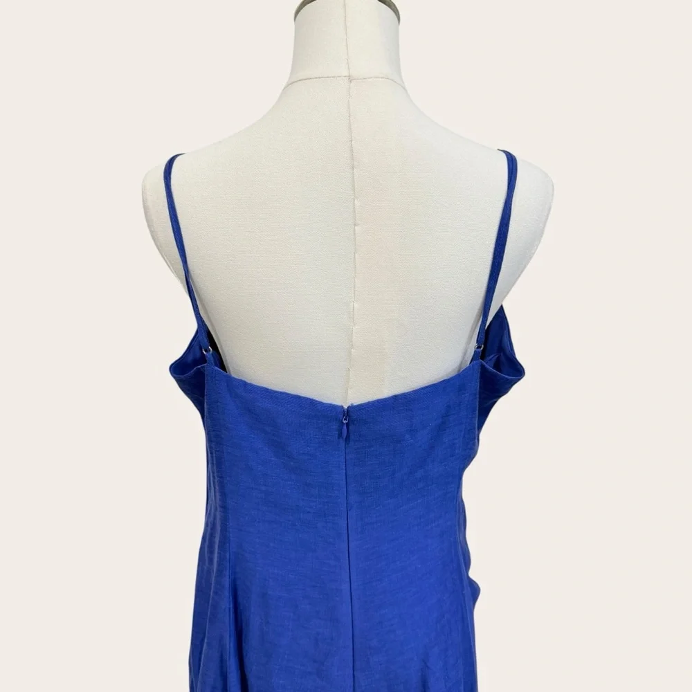 Muse by Marchesa SZ 12 Hydrangea A-Line Sleeveless Linen Blend Dress Agean Blue - Picture 8 of 16